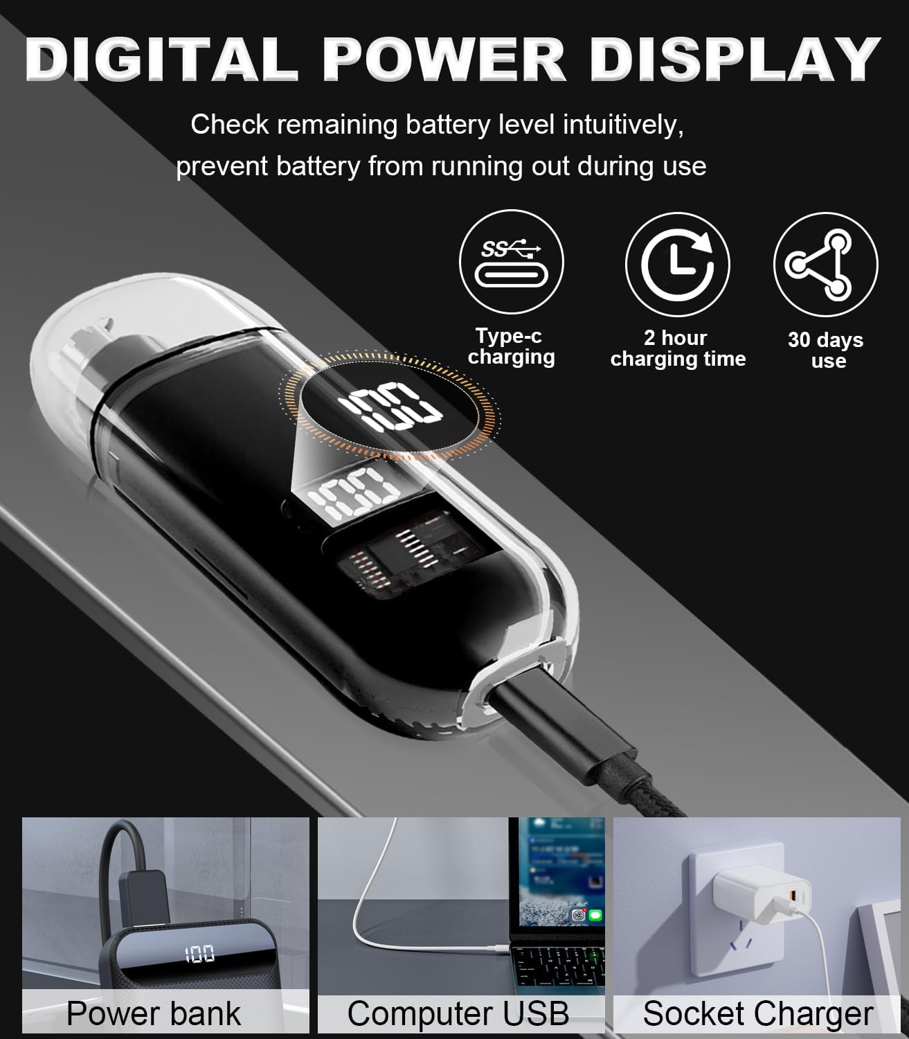 Electric Ear & Nose Hair Trimmer|Digital Display