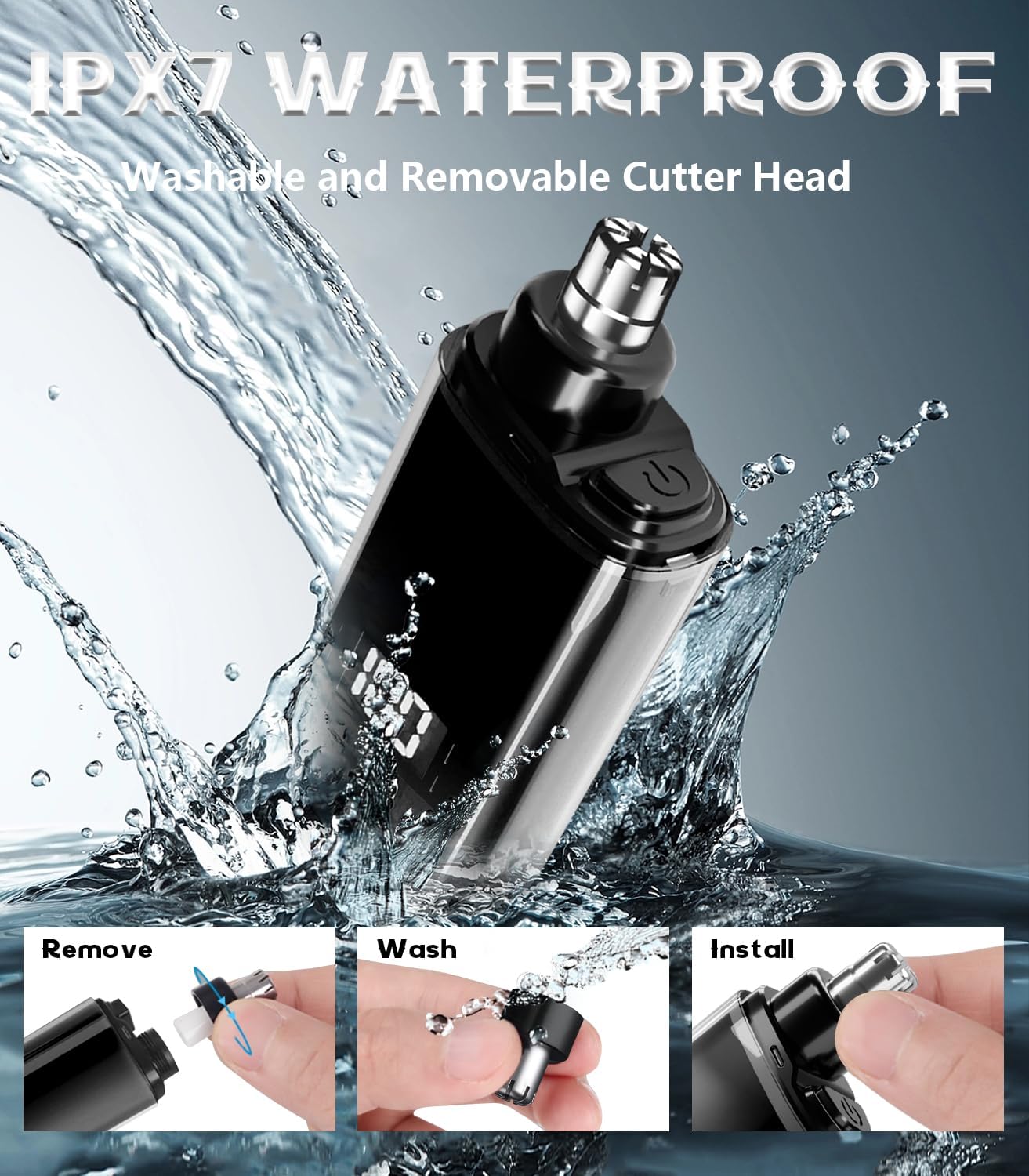 Electric Ear & Nose Hair Trimmer|Digital Display