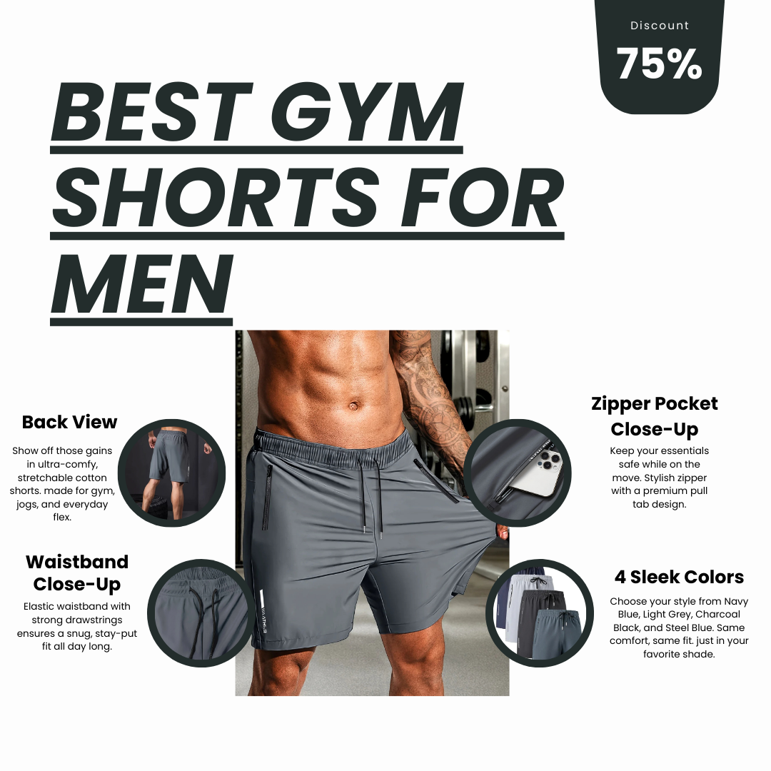 Premium Men’s StretchFit Cotton Shorts – Buy 1 Get 3 Free 🔥