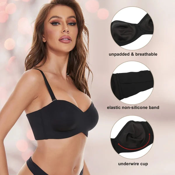 Full Support Seamless Strapless Convertible Bandeau Bra (Pack of 2)