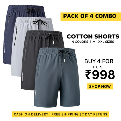 Premium Men’s StretchFit Cotton Shorts – Buy 1 Get 3 Free 🔥