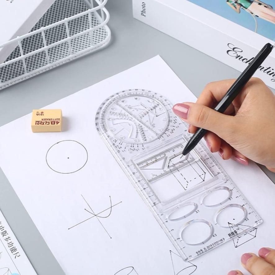 Multifunctional Geometry Ruler – Ideal for Math & Craftwork ⭐⭐⭐⭐⭐ (PACK OF 4)